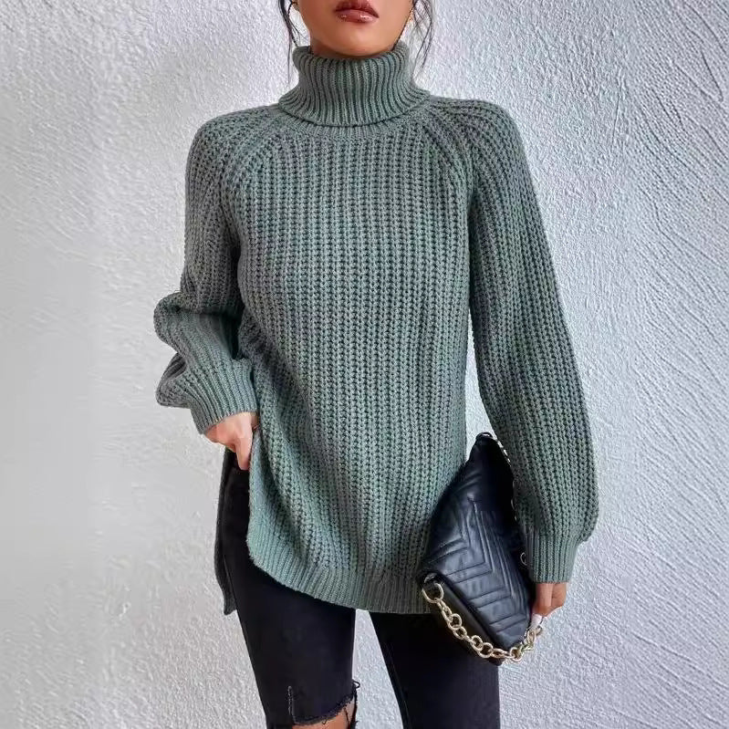 Damen gemütlicher Strickpullover mit Rollkragen und weitem Schnitt Sovae