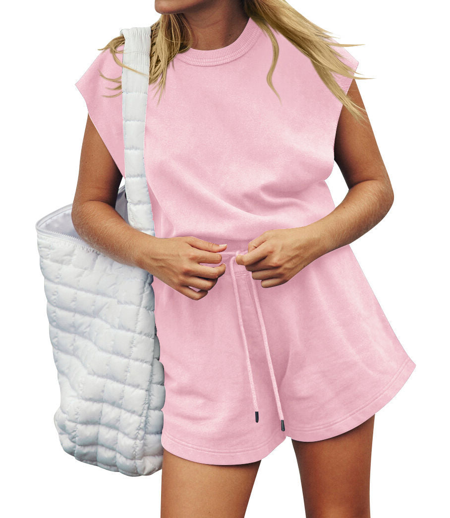 Damen Sportliches Set bestehend aus ärmellosem Oberteil und Shorts Sovae