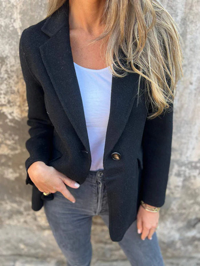 Damen eleganter Oversized Blazer aus hochwertigem Wollmix Sovae