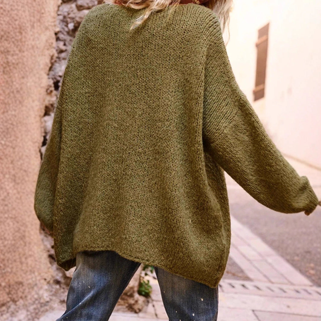 Damen lässiger Oversized-Pullover mit Herzapplikationen Sovae