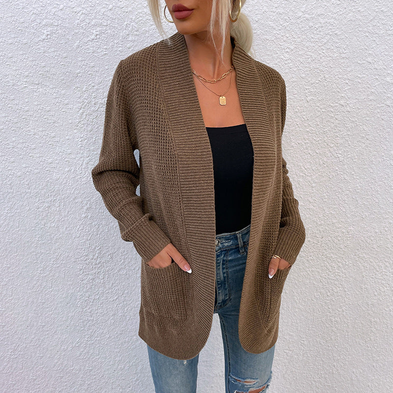 Damen Strickjacke mit lässiger Passform und offenen Taschen Sovae