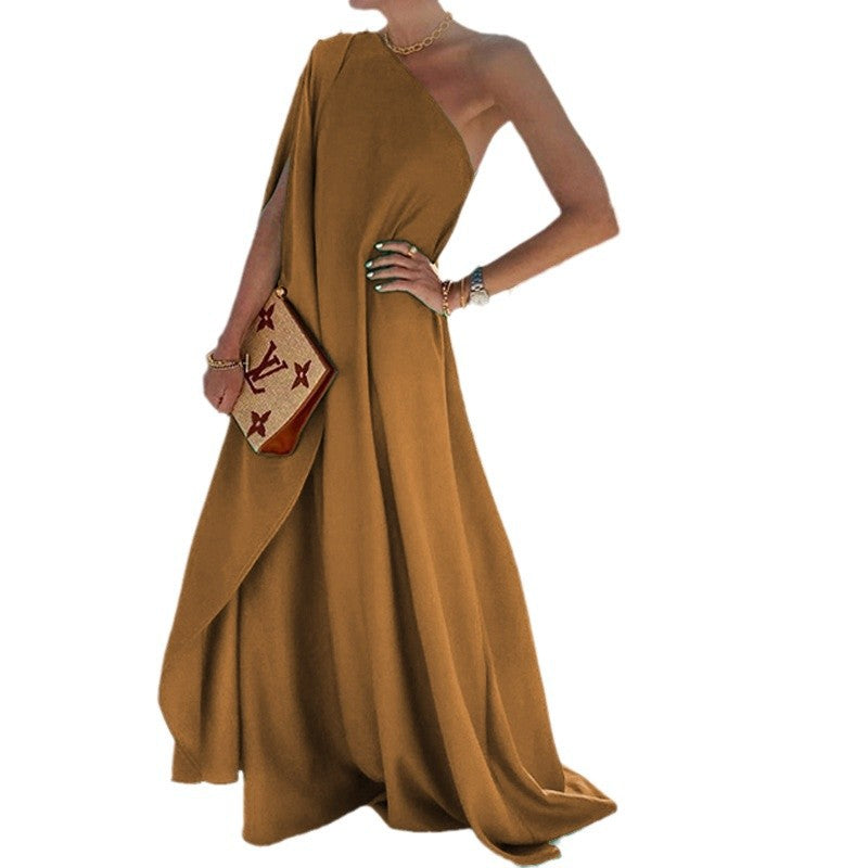 Damen asymmetrisches drapiertes Abendkleid Sovae