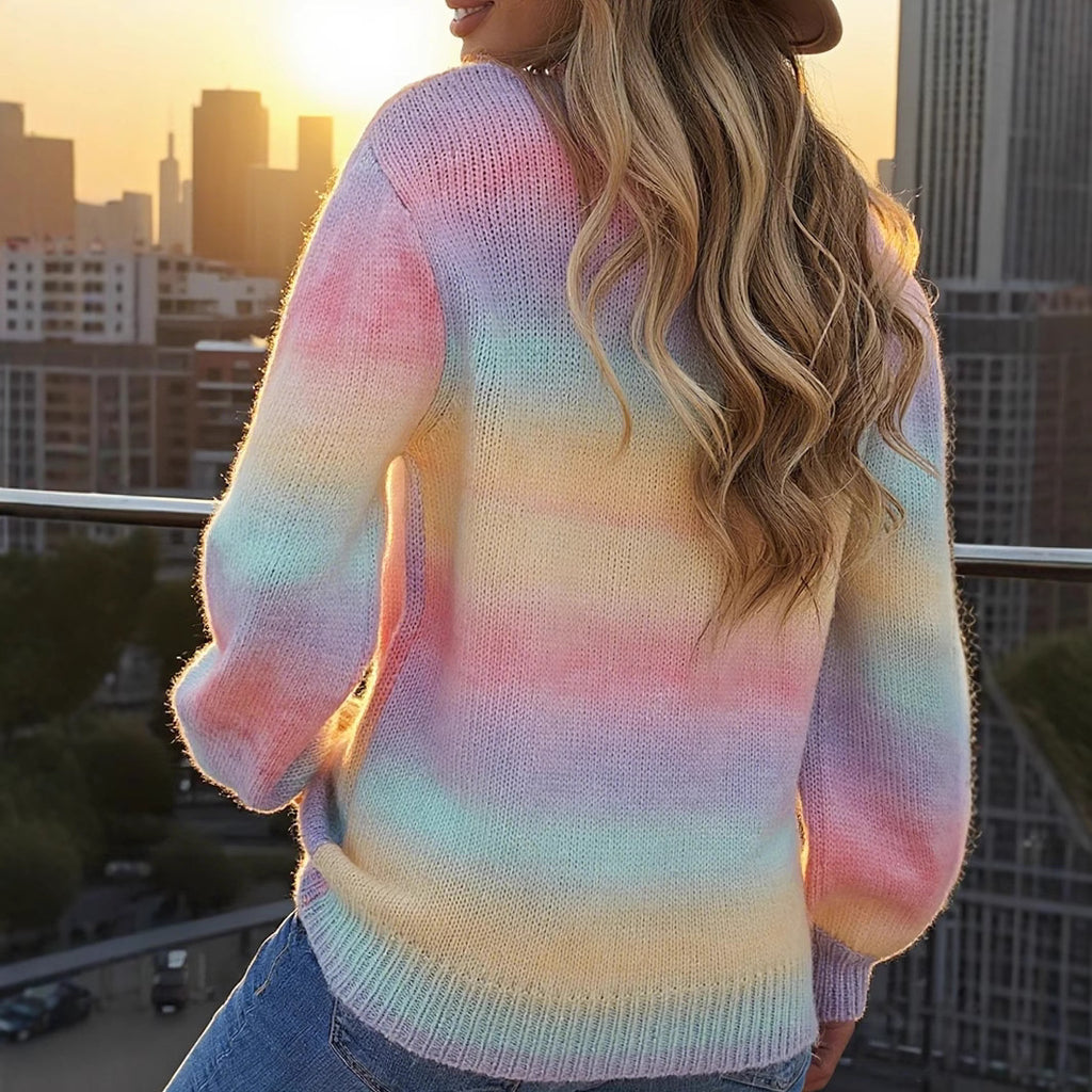 Damen modischer Pullover mit sanften Farbverlauf und relaxed Fit Sovae