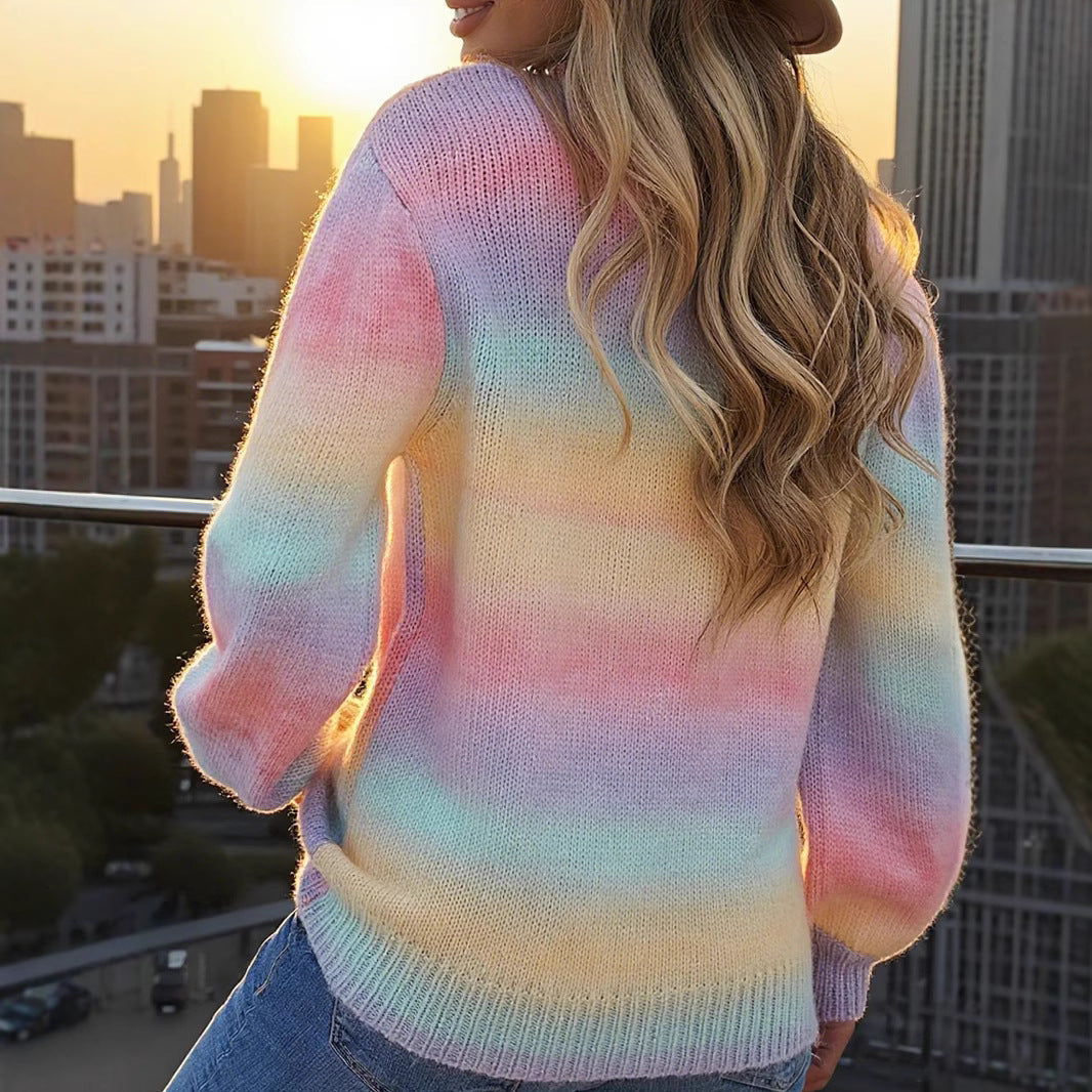 Damen modischer Pullover mit sanften Farbverlauf und relaxed Fit Sovae