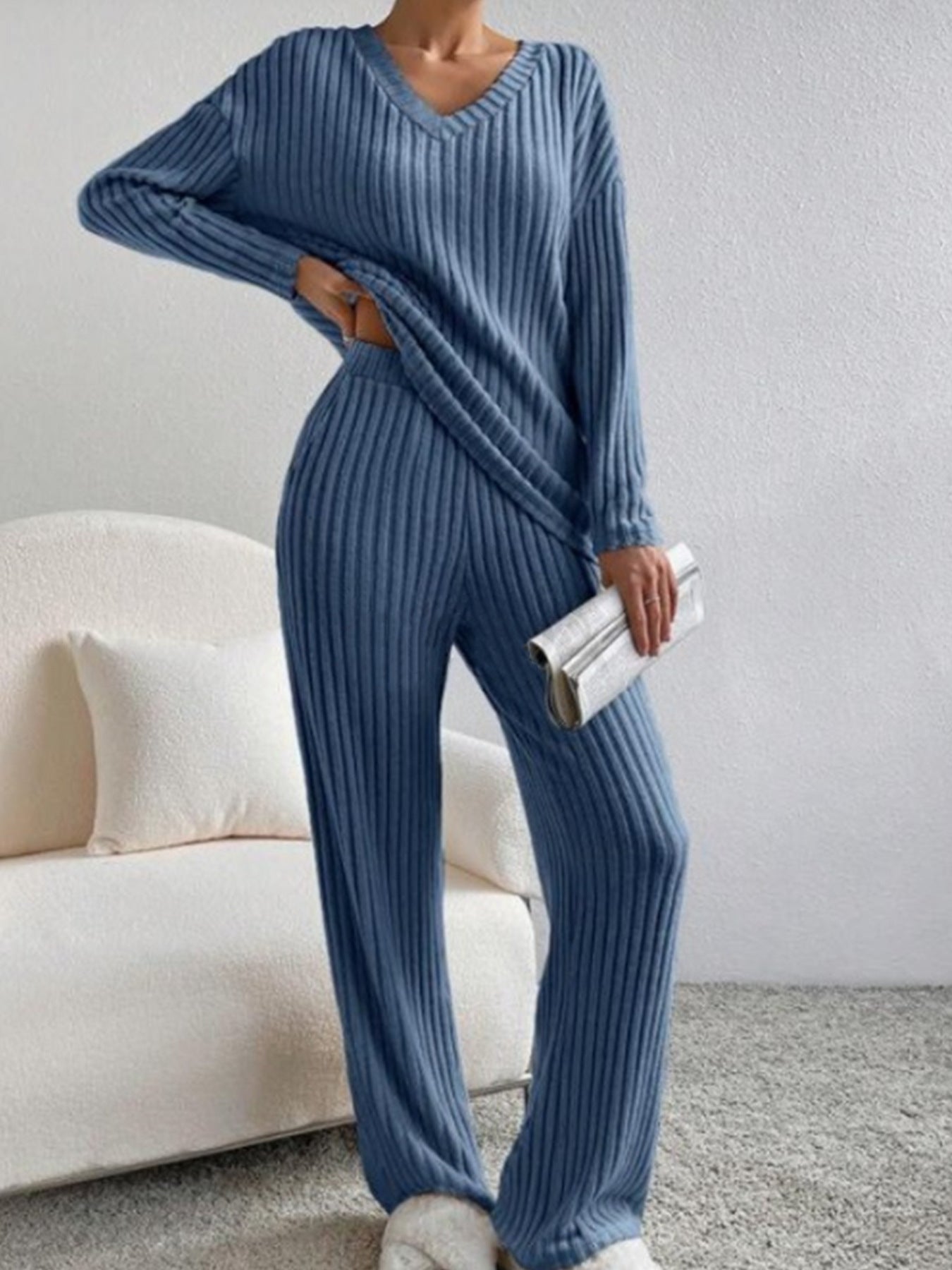 Damen Strickpullover und Hose Set Sovae