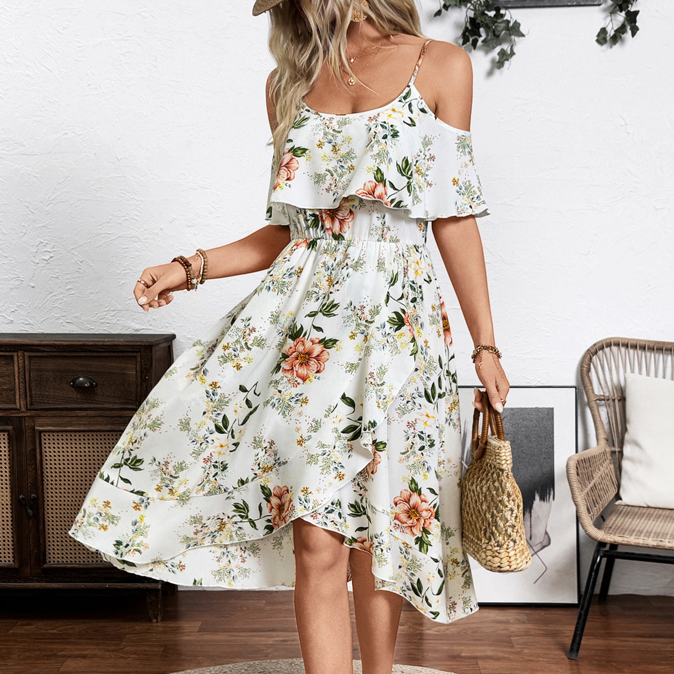 Damen Maxikleid im Ombre-Design mit fließendem Rock und trägerlosem Oberteil Sovae