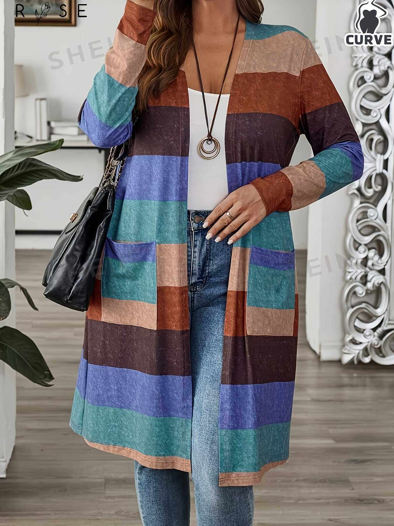Damen Lange, gestreifte Cardigan Sovae