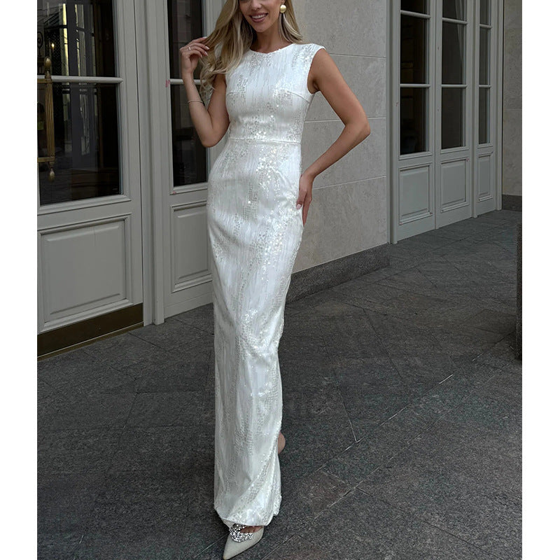 Dame Glamouröse Abendkleid mit glitzernden Pailletten und enganliegendem Schnitt Sovae