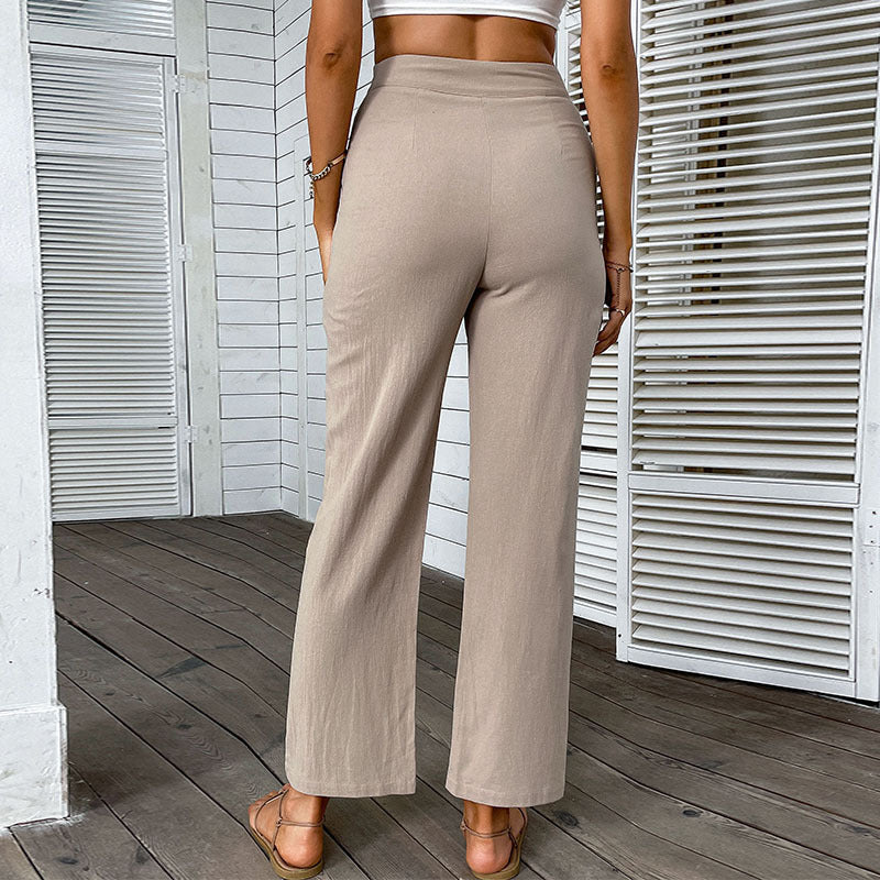 Damen elegante und bequeme Leinenhose Sovae