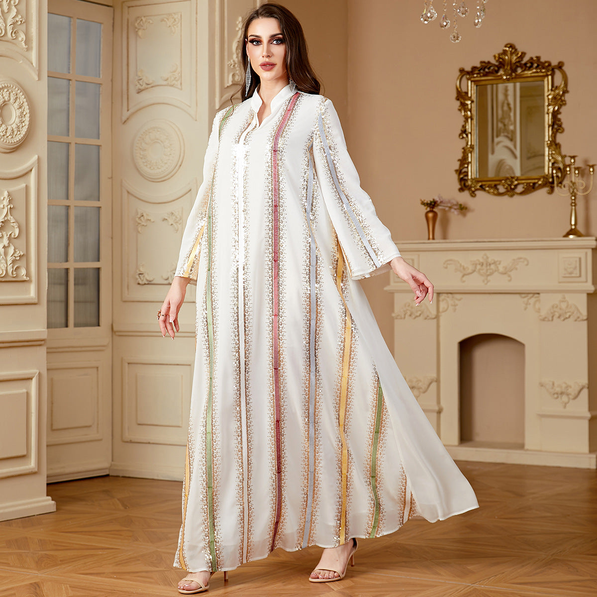 Damen Elegantes Maxikleid mit schimmernden Verzierungen Sovae