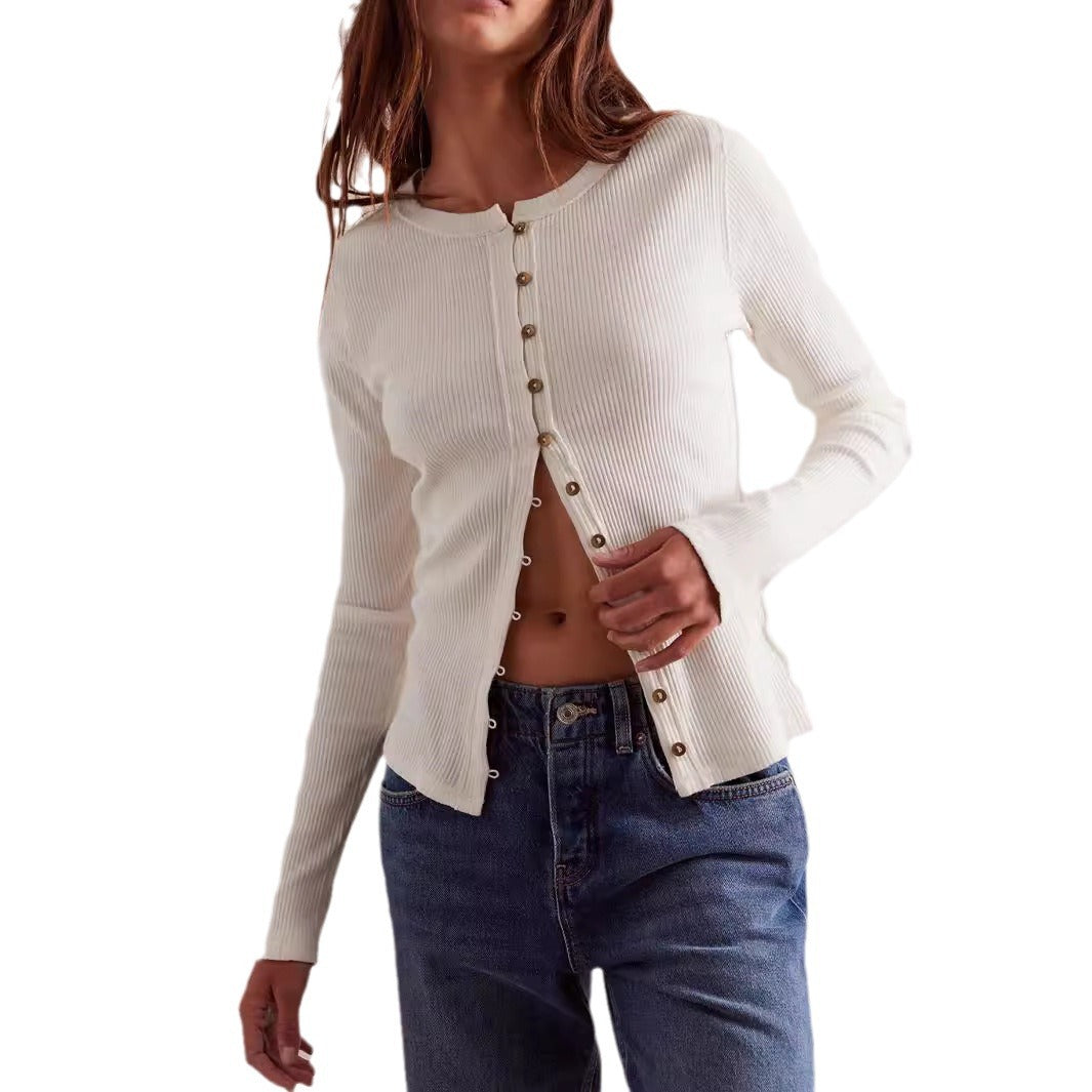 Damen Strickjacke mit Knopfdetails und leichtem Rippstrukturdesign Sovae