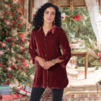 Damen Velourshemd mit modischem Kragen Sovae