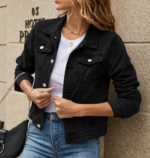 Damen Denim-Jacke im Vintage-Stil mit Taschen Sovae