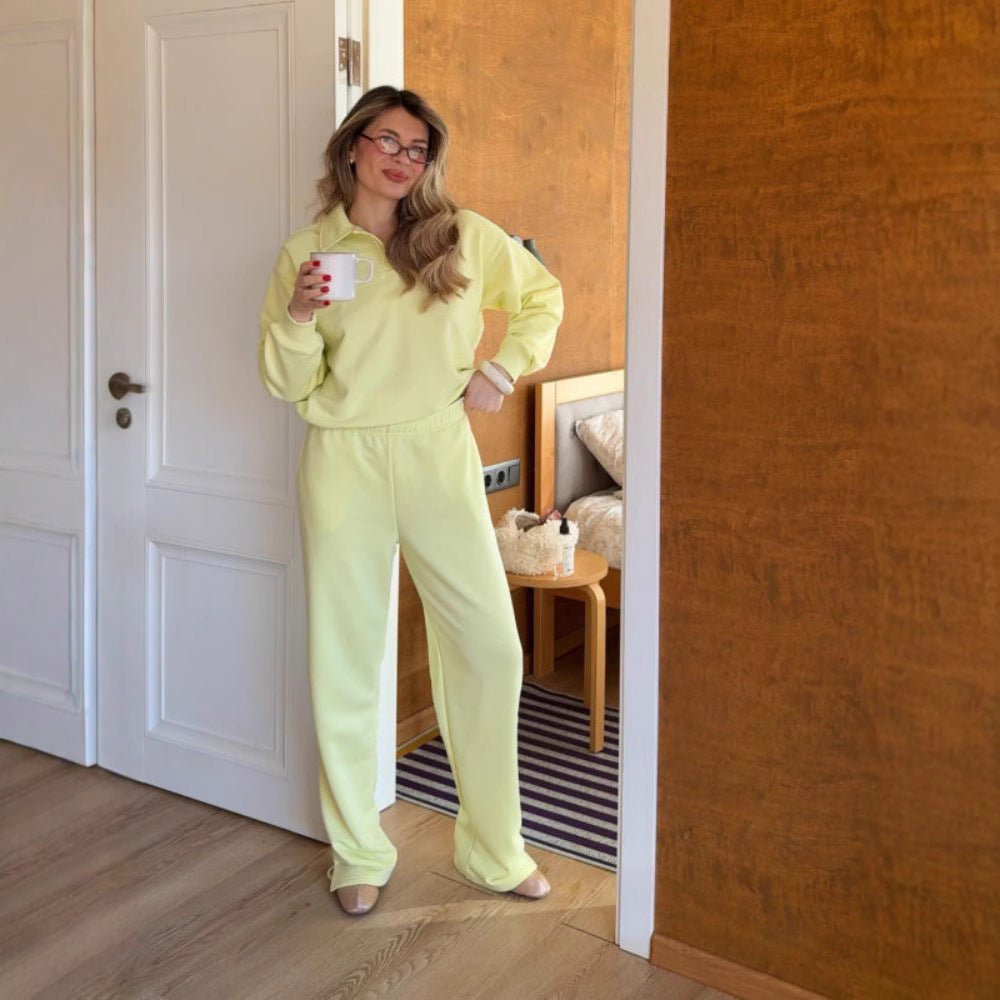 Damen Sportliches Loungewear-Set mit Polokragen Sovae