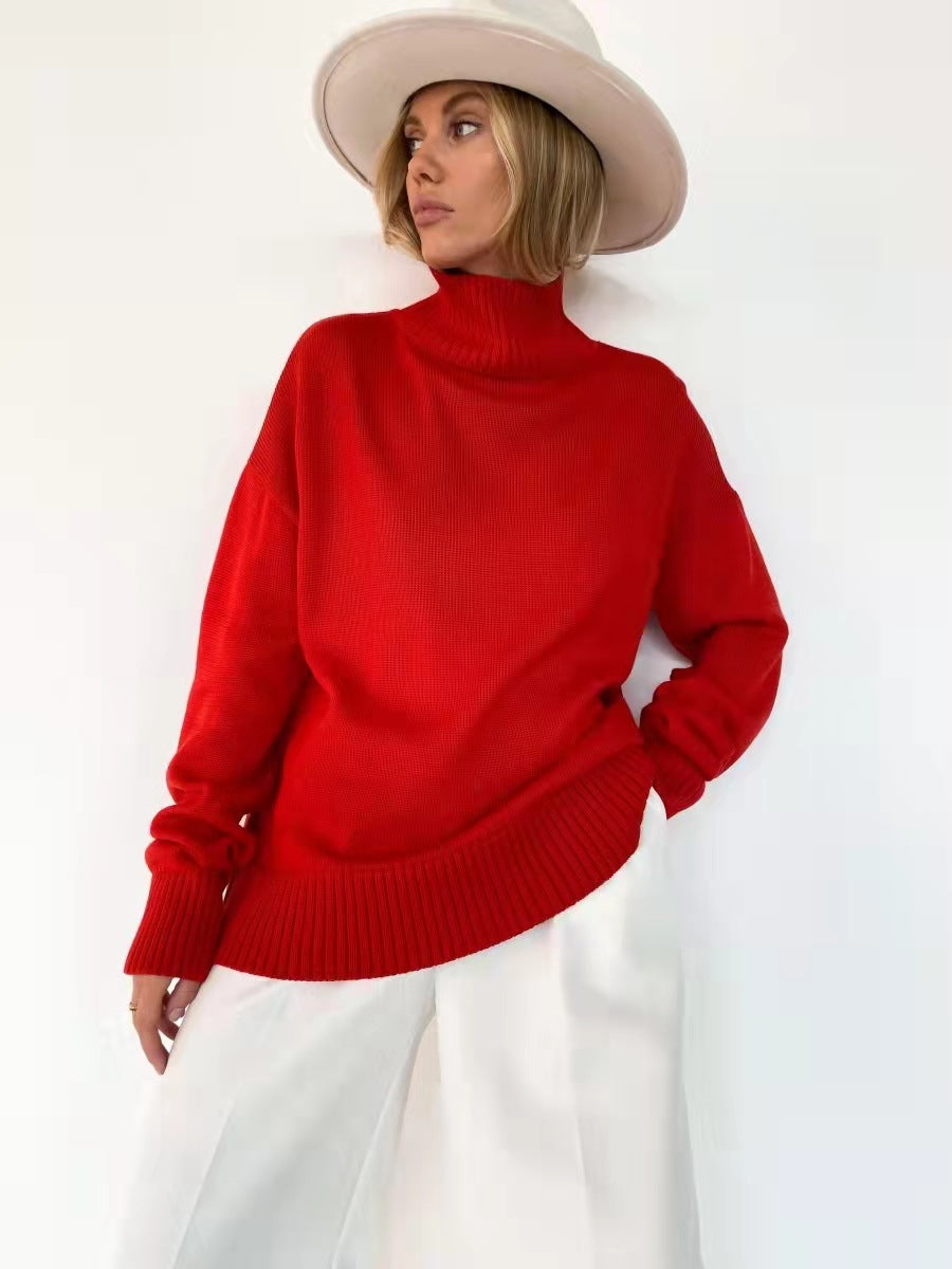 Damen eleganter Rollkragenpullover aus feinem Strick Sovae