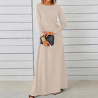 Damen elegantes Maxikleid mit langen Ärmeln und fließendem Schnitt Sovae