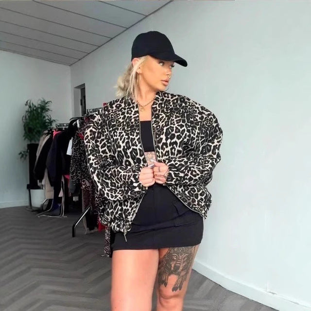 Damen lässige Steppjacke im Leopardenmuster Sovae