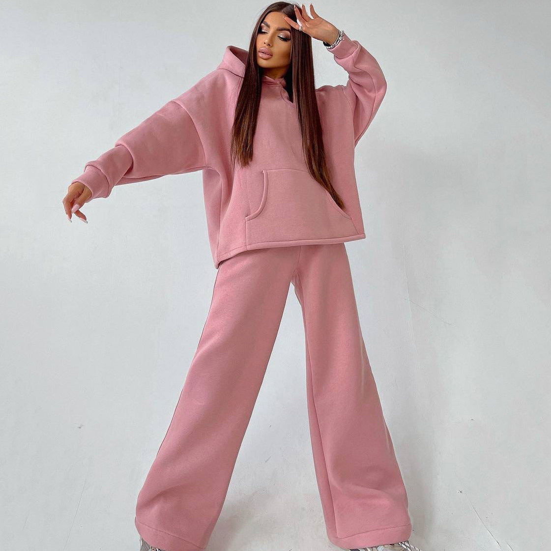 Damen Sportlicher Fleece-Zweiteiler mit weitem Schnitt Sovae