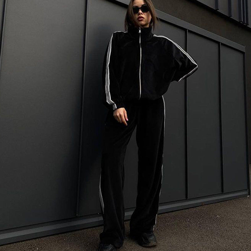 Damen Sportliches Fleece-Set mit weitem Schnitt Sovae