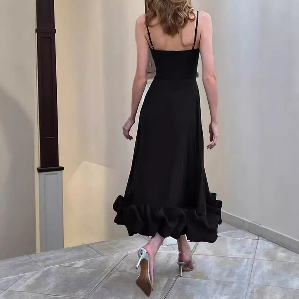 Damen Elegantes Maxikleid mit voluminösem Rüschensaum Sovae