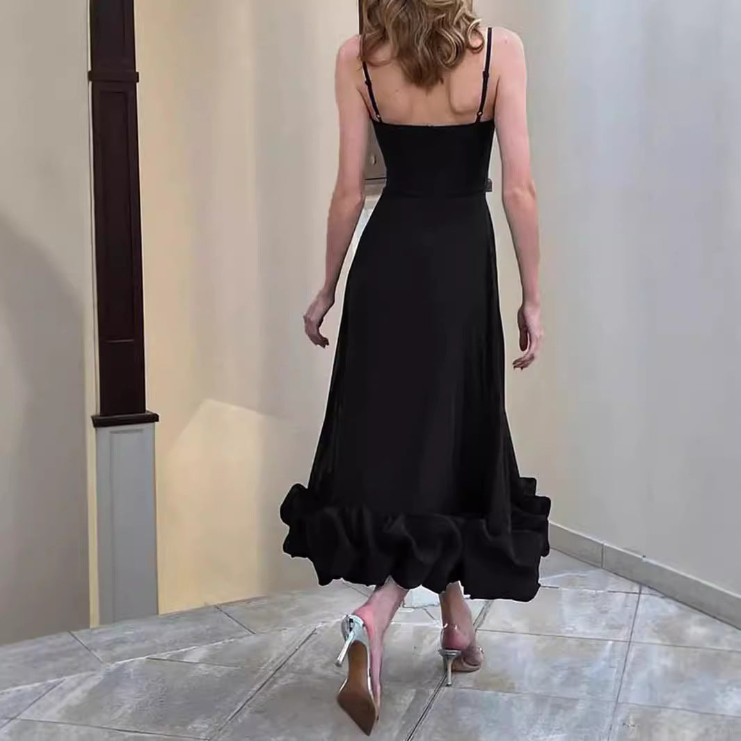 Damen Elegantes Maxikleid mit voluminösem Rüschensaum Sovae