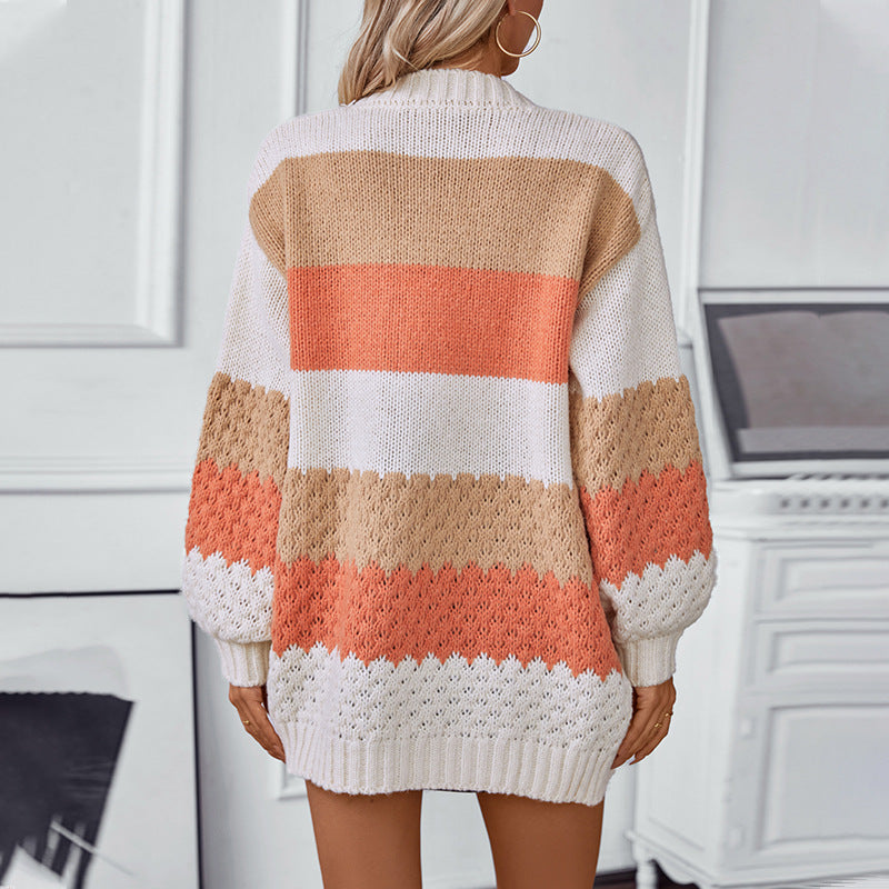 Damen Strickjacke mit trendigem Blockdesign und luftiger Haptik Sovae