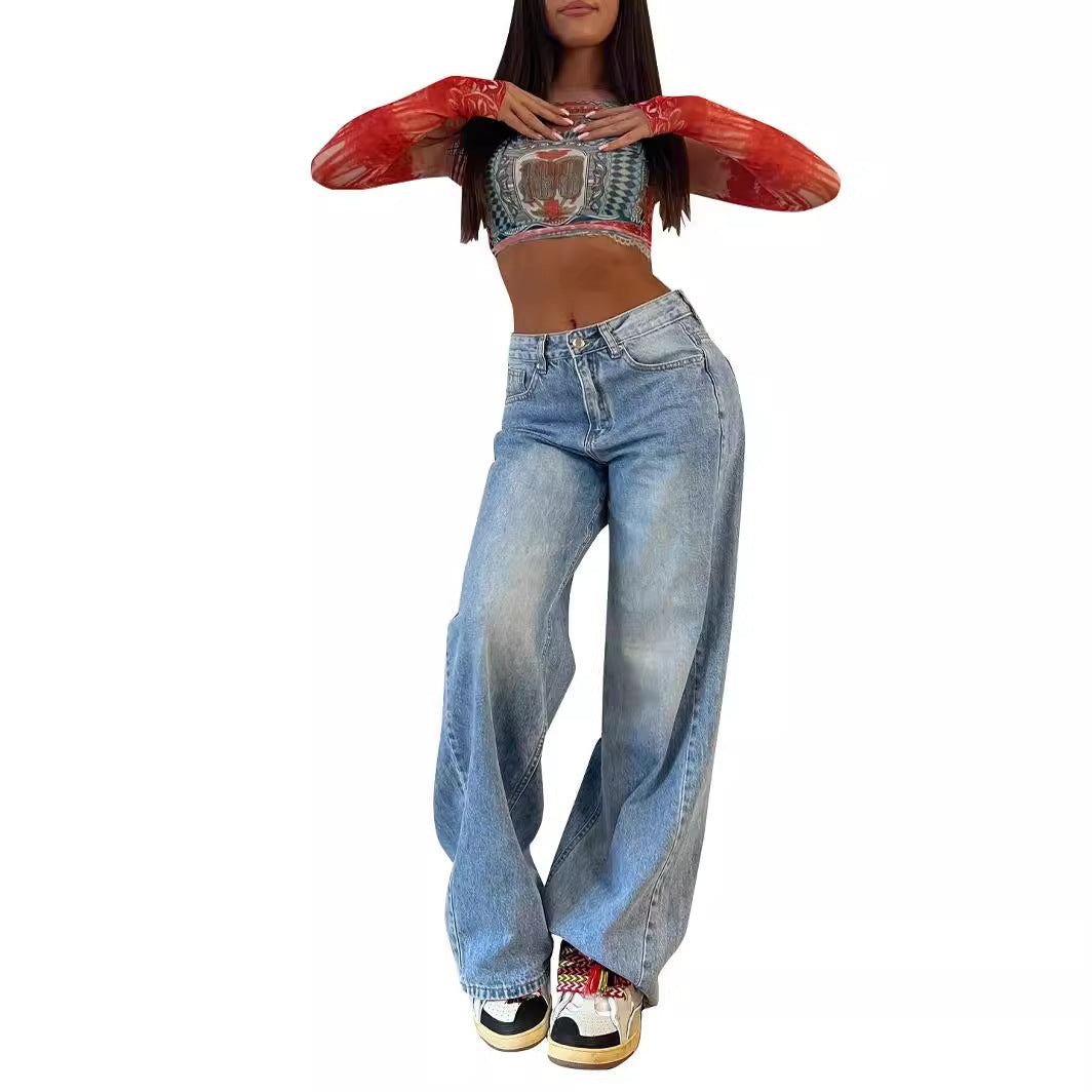 Damen Weit geschnittene Jeanshose Sovae