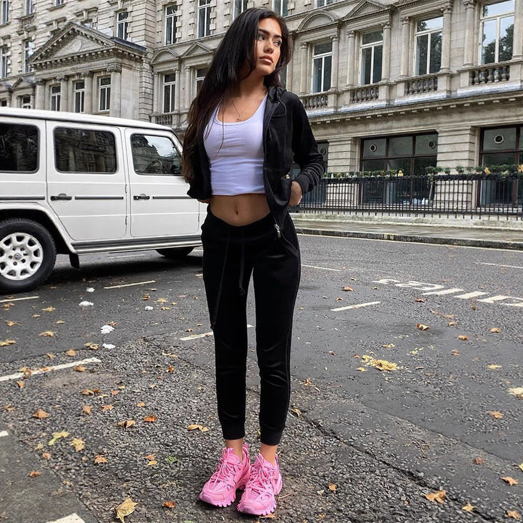 Damen Fleece-Jogginganzug mit Kapuze Sovae