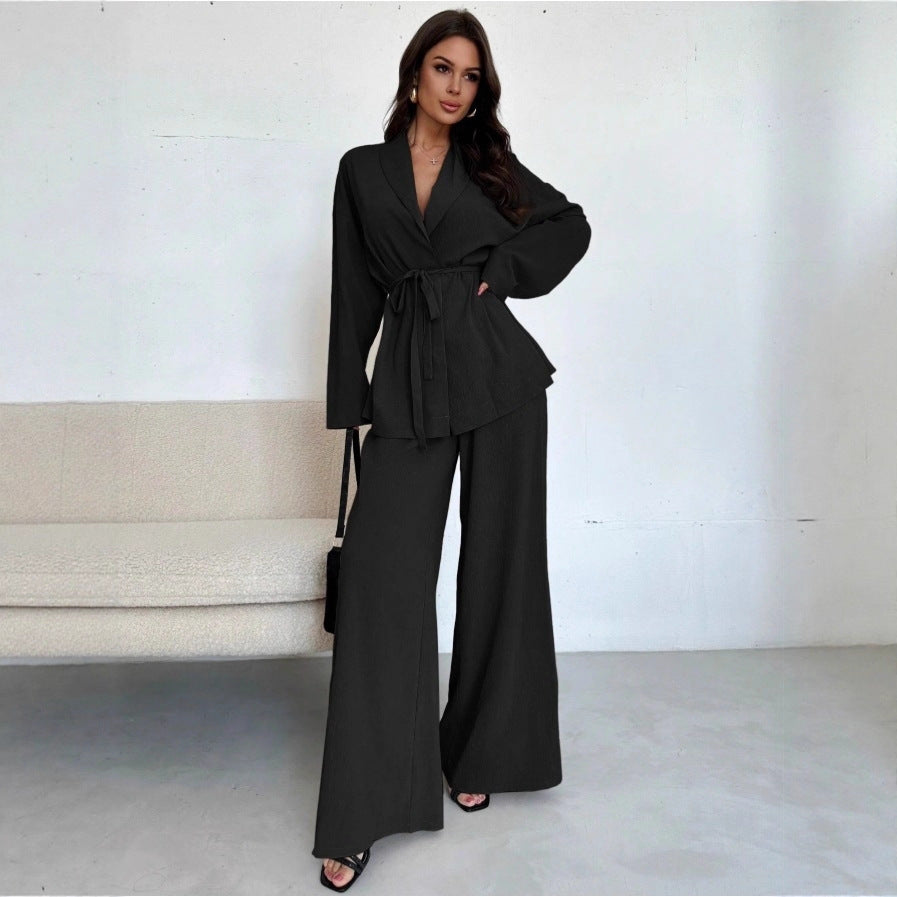 Damen Eleganter Oversized Jumpsuit mit Taillengürtel und breitem Bein Sovae