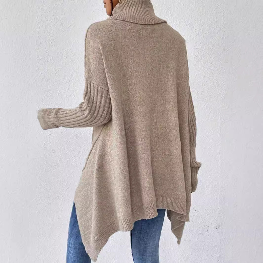 Damen lässiger Pullover mit Stehkragen und asymmetrischem Schnitt Sovae