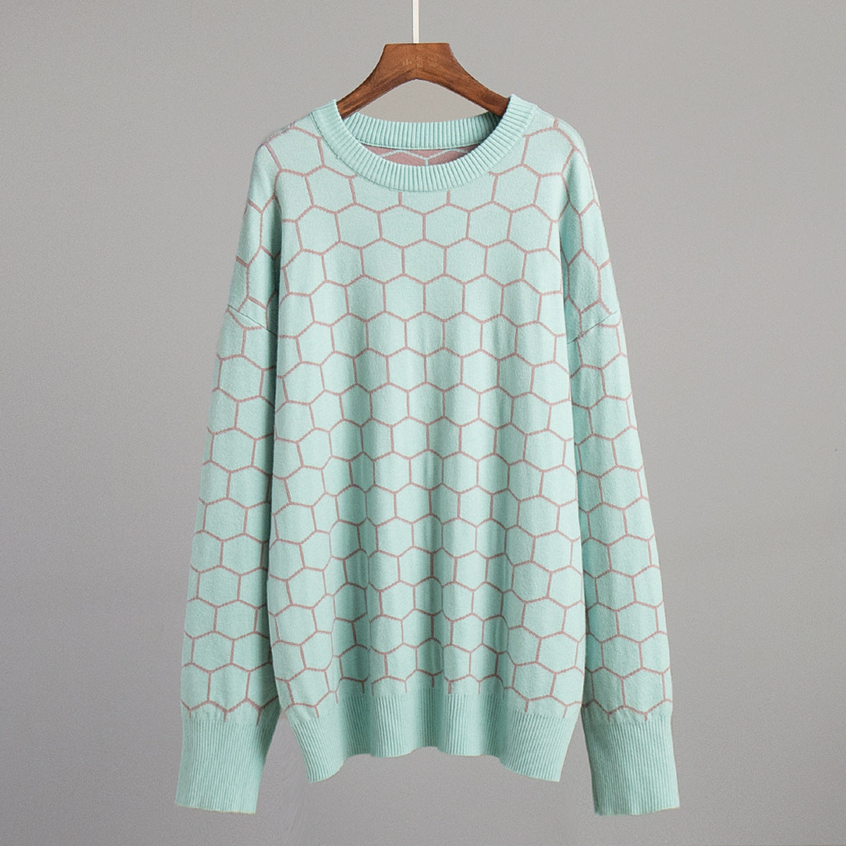 Damen Kreativer Strickpullover mit Wabenmuster Sovae