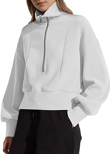 Damen sportlicher Zip-Pullover mit hohem Kragen Sovae