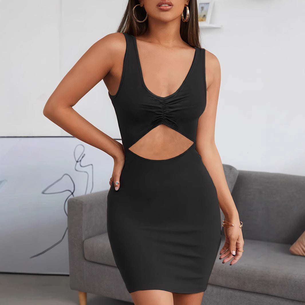 Damen figurbetontes Minikleid mit Cut-Out und Raffung Sovae