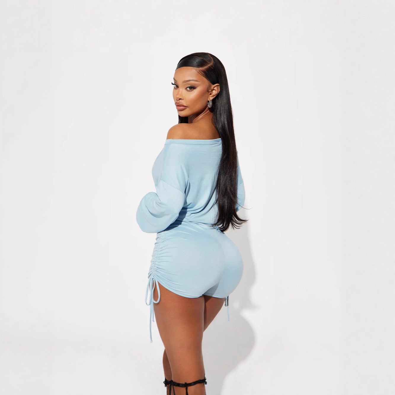 Damen legerer Einteiler mit Off-Shoulder-Ausschnitt und Raffung Sovae