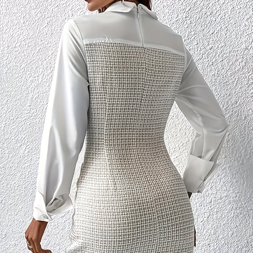 Damen Hemdblusenkleid mit strukturiertem Oberteil und eleganten Knopfdetails Sovae