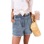 Damen Denim-Shorts mit elastischem Bund und praktischen Taschen Sovae