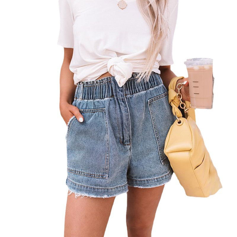 Damen Denim-Shorts mit elastischem Bund und praktischen Taschen Sovae