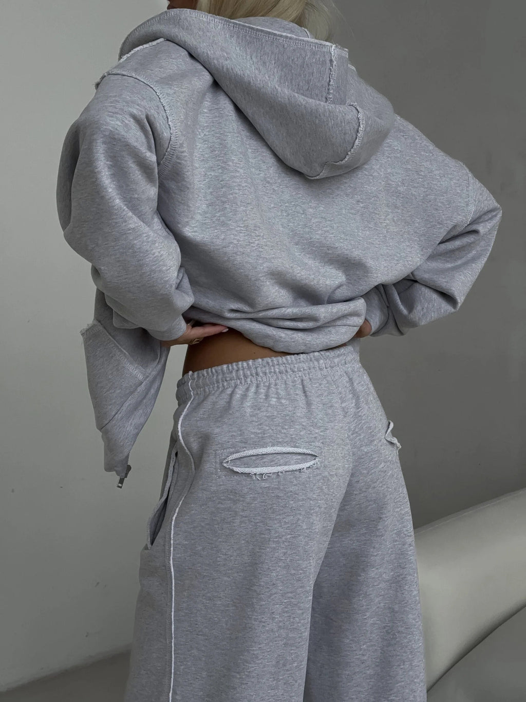 Damen Oversized Kapuzenpullover und lässige Freizeithose Set Sovae