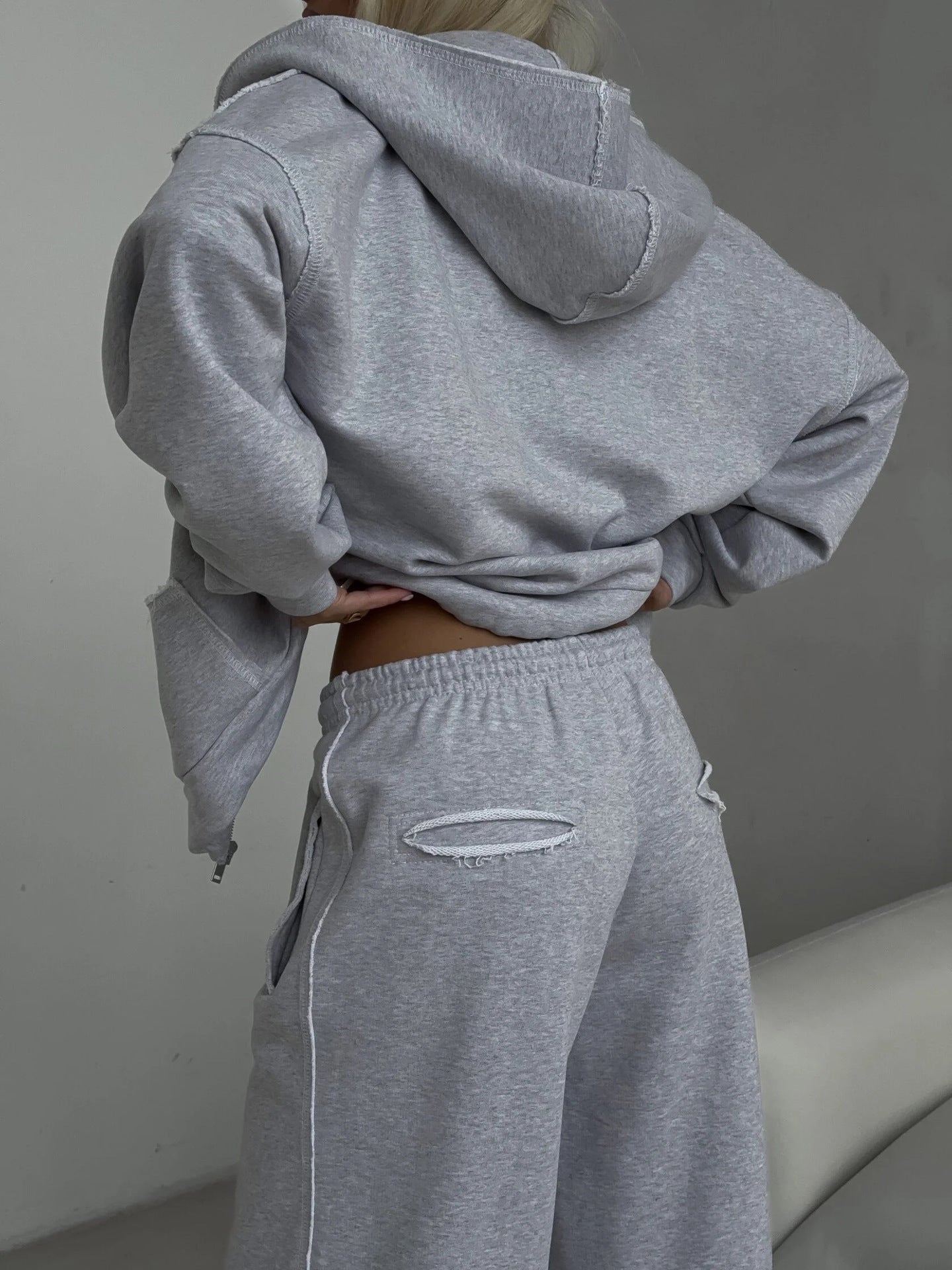 Damen Oversized Kapuzenpullover und lässige Freizeithose Set Sovae