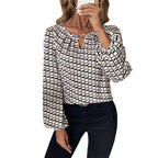 Damen Bluse mit geometrischem Muster und ballonförmigen Ärmeln Sovae