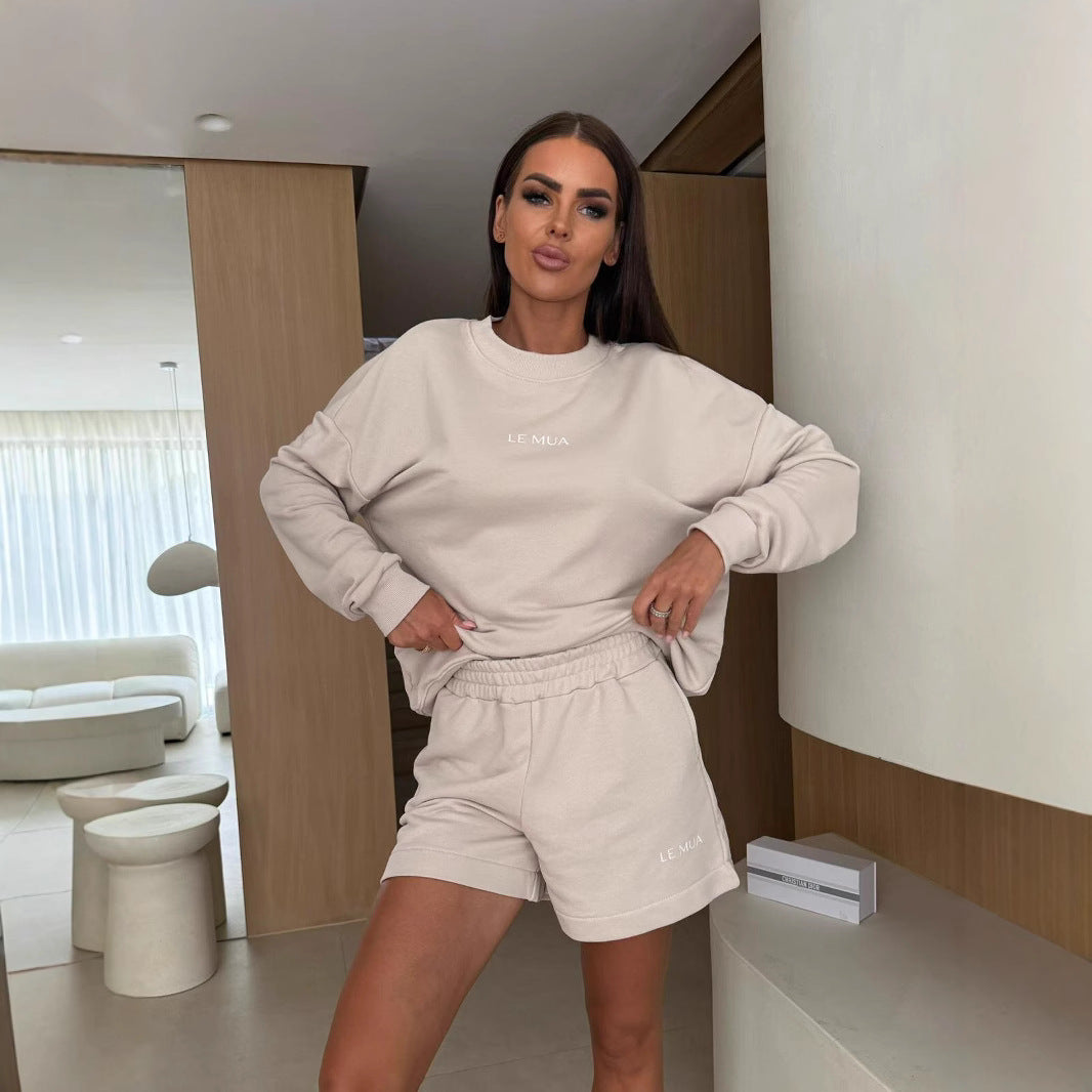 Damen Freizeit-Doppelset mit komfortablem Sweatshirt und Shorts Sovae