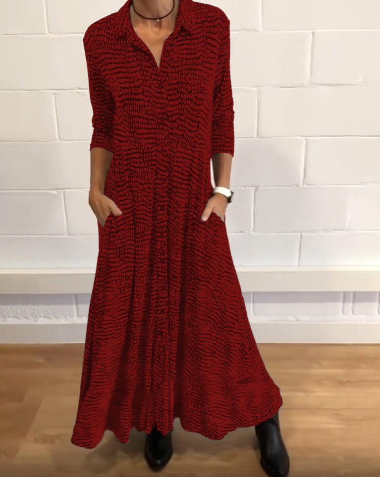 Damen Hemdblusenkleid mit angesagtem Punktmuster und praktischen Taschen Sovae