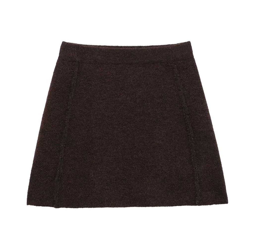 Damen eleganter, kurzer Strickrock mit hohem Bund und seitlichen Nähten Sovae