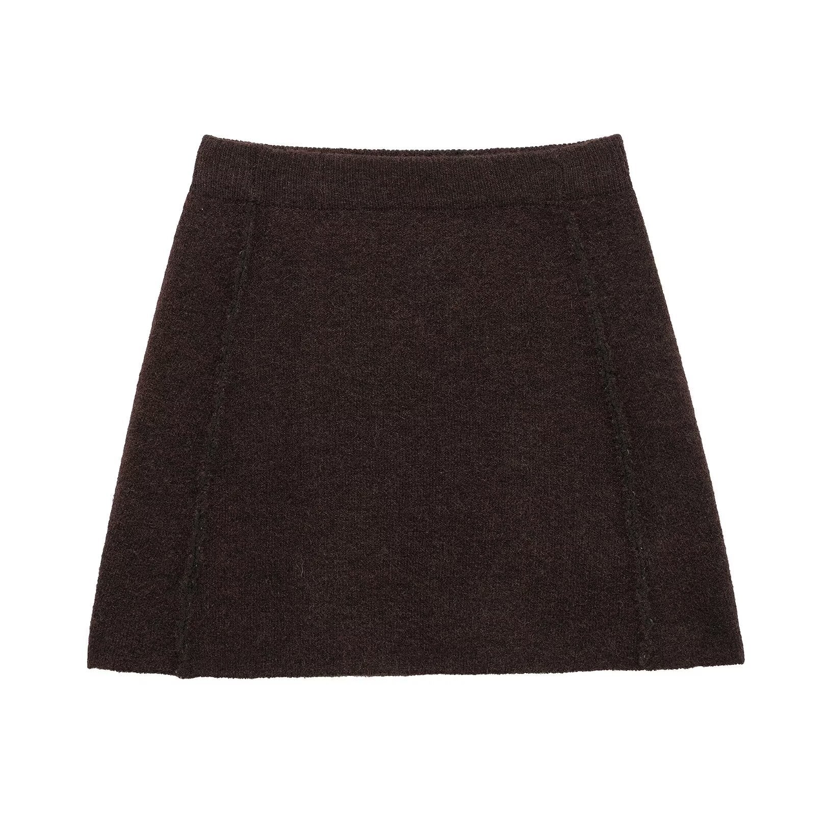 Damen eleganter, kurzer Strickrock mit hohem Bund und seitlichen Nähten Sovae