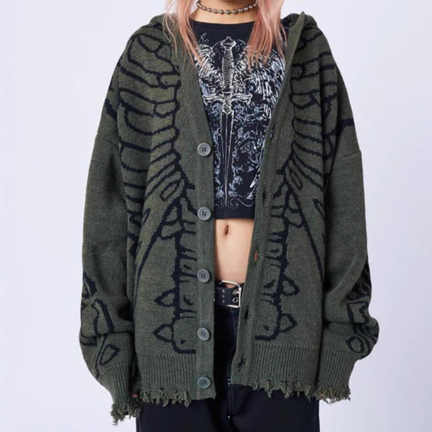 Damen Großer Kapuzenpulli mit auffälligem Grafikumhang und unkonventionellem Schnitt Sovae