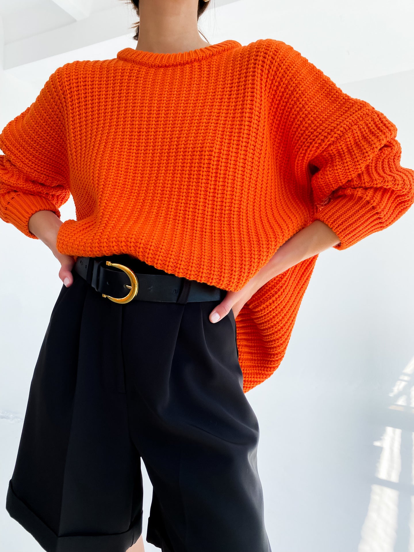 Damen lässiger Strickpullover mit strukturierter Mascheninterpretation und weitem Schnitt Sovae