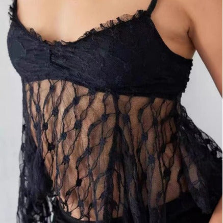 Damen Spitzenoletta Top mit lässigem Schnitt Sovae