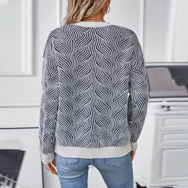 Damen Strickpullover mit modernem Wellenmuster Sovae
