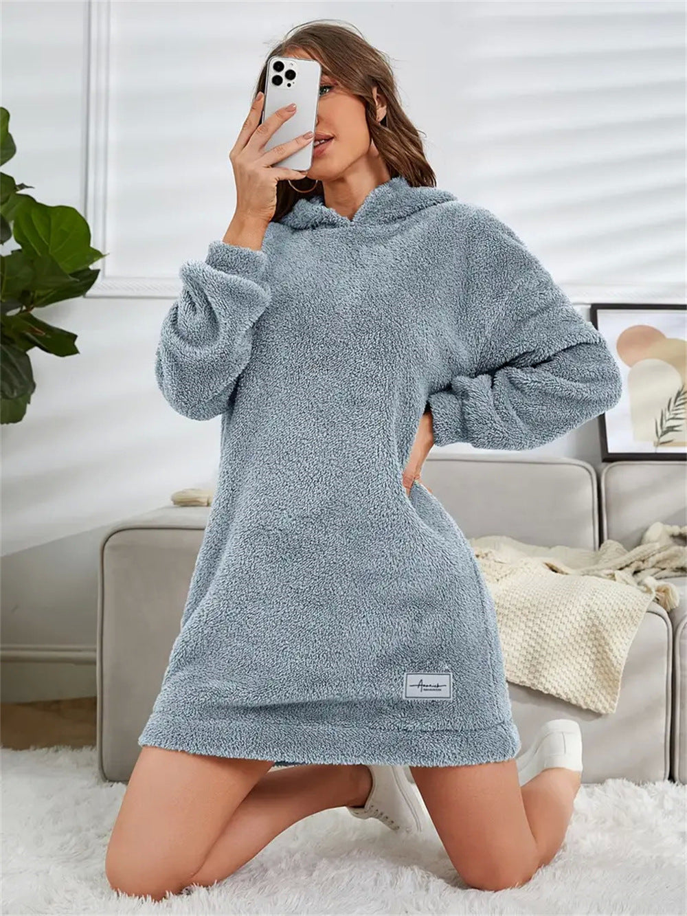 Damen Kuscheliges Hoodie-Kleid Sovae