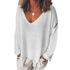 Damen lässiger V-Ausschnitt Pullover Sovae